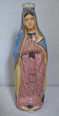 Vintage Mexican Tlaquepaque Pottery Figural Bottle “Virgin de Guadalupe” - Image 1 of 4