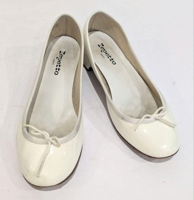 Repetto Camille Middle Heel Ballet Pumps White Women's Size EU39