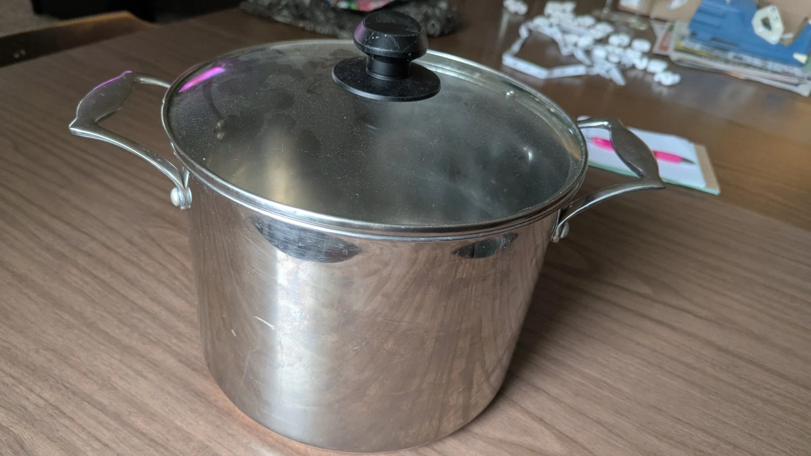 Vintage REVERE WARE 8 Qt. Stockpot with Clear Lid 1034-7 Copper Bottom