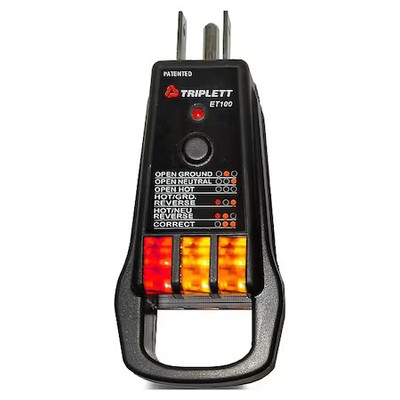 Triplett Et100 Receptacle Tester, Gfci, 110 To 125V Ac