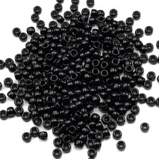 1000 Pcs Acrylic Black Pony Beads 6X9Mm Large Hole Pen Hair Kandi Beads Bulk for