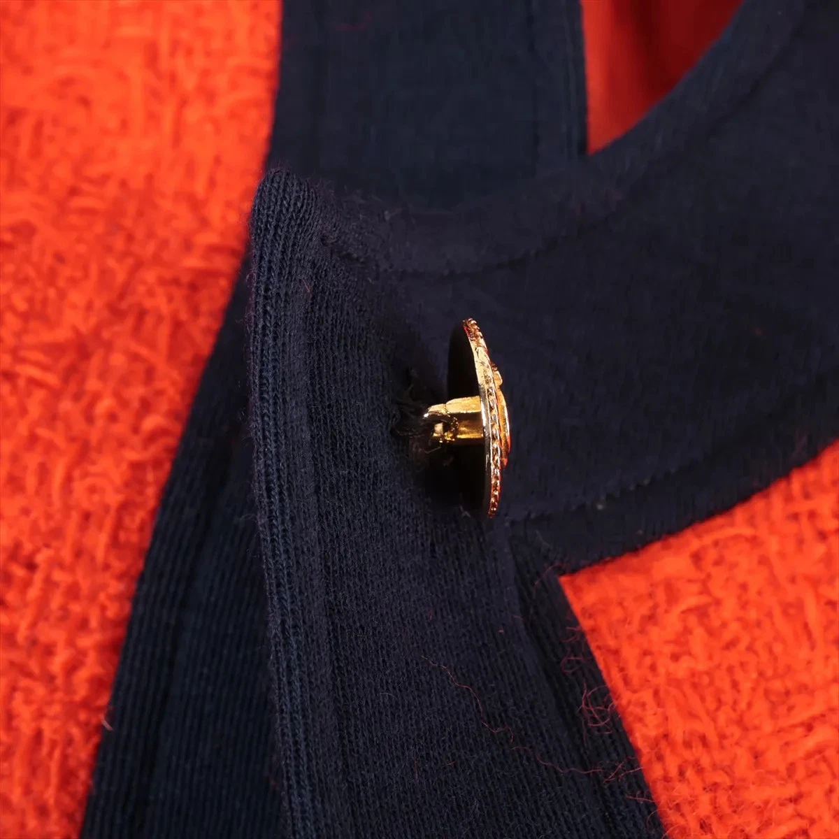 Cappotto lungo Chanel Coco lana bottoni 36 donna arancione x navy 25131