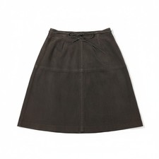 VTG Suede Leather Skirt Sz 14 Brown Back Zip Office Western Moto Baddie Cowgirl