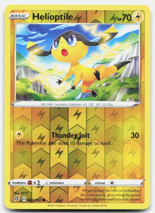 Rebel Clash Helioptile 063/192 NM Pokemon Reverse Holo Common Tcg Card