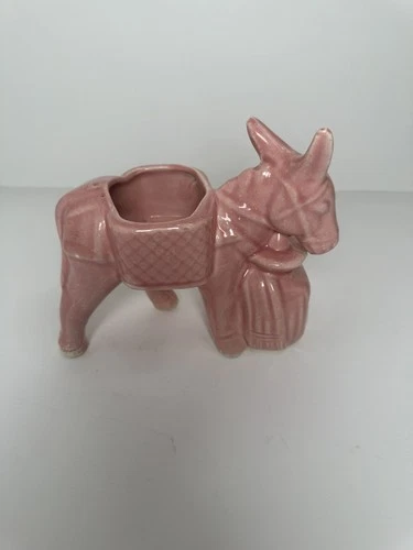 Vintage McCoy Pink Ceramic Donkey Planter Mexican Siesta