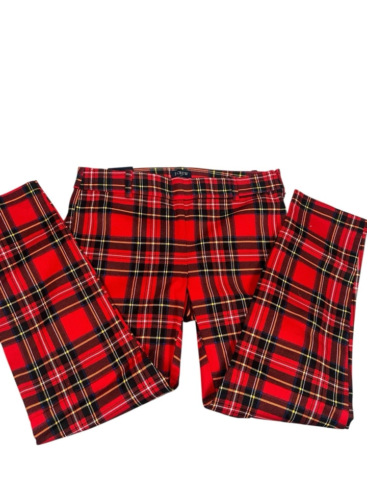 Calça de Natal J CREW FACTORY TARTAN WINNIE XADREZ PRETA VERMELHA Feminina Nova com etiquetas Tamanho 2P - Imagem 4 de 4