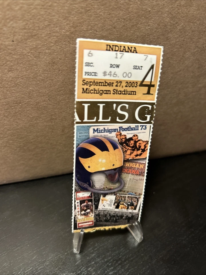 Boleto de fútbol americano universitario Michigan vs Indiana 27/09/2003 Foto 3 de 4