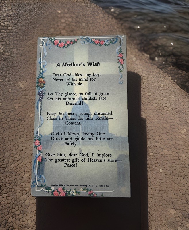 New Holy Card Prayer A Mother’s Wish  Bless My Boy  Son Litho In Italy Holy card