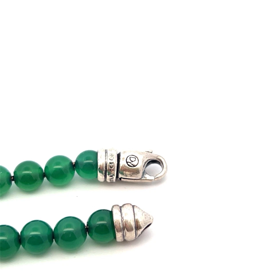 Браслет из чистого серебра с духовными бусинами из зеленого оникса David Yurman 8,5 дюйма - Изображение 2 из 3
