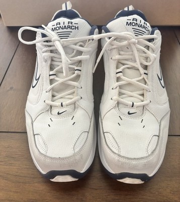 Nike Air Monarch III Mens Size 14 White Blue Athletic Leather Shoes Sneakers