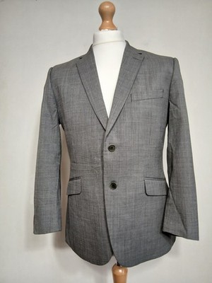 Ted Baker Elevated Mens Suit Jacket Blazer 38S Grey Wool Blend Smart Formal