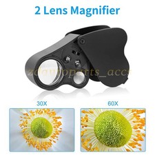 30X 60X Magnifying Magnifier Jewelers Diamonds Eye Jewelry Loupe Loop LED Lights
