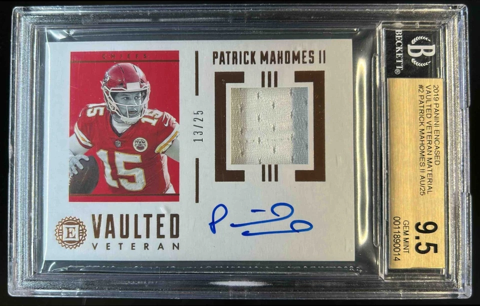 Camiseta veterana abobadada Patrick Mahomes II autografada #13/25 BGS 9.5/10 2019