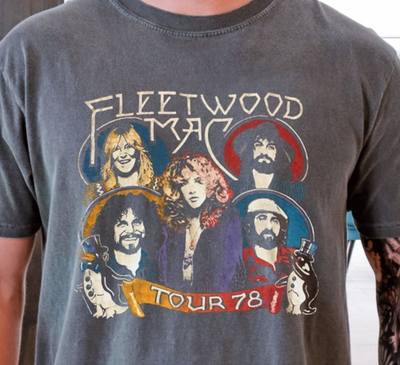 Fleetwood Mac Tour 78 T-Shirt Rock Band on Vintage Black Comfort