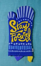 "STAY FOCUSED" Tabitha Brown Blue & Gold Oven Mitt Lot of 2