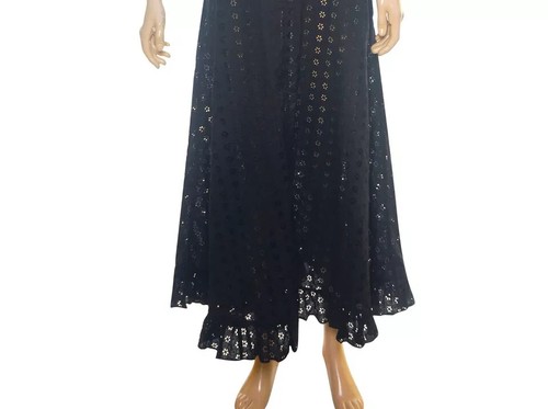 Doen London Dress Black S 4 Women's Party Wear Eyelet Embroidered Midi NEW 38808 - Picture 7 of 11