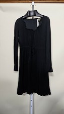 Istante Gianni Versace Vintage Black Crepe Ruffle Dress Size 44 Italy