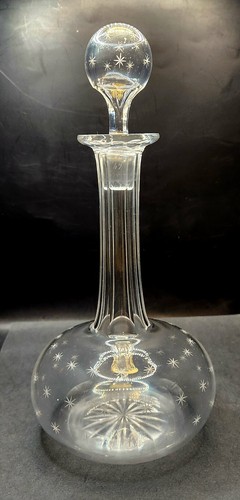 Vintage/Antique Crystal Decanter (Victorian?) Etched Stars Original Stopper - Picture 11 of 23