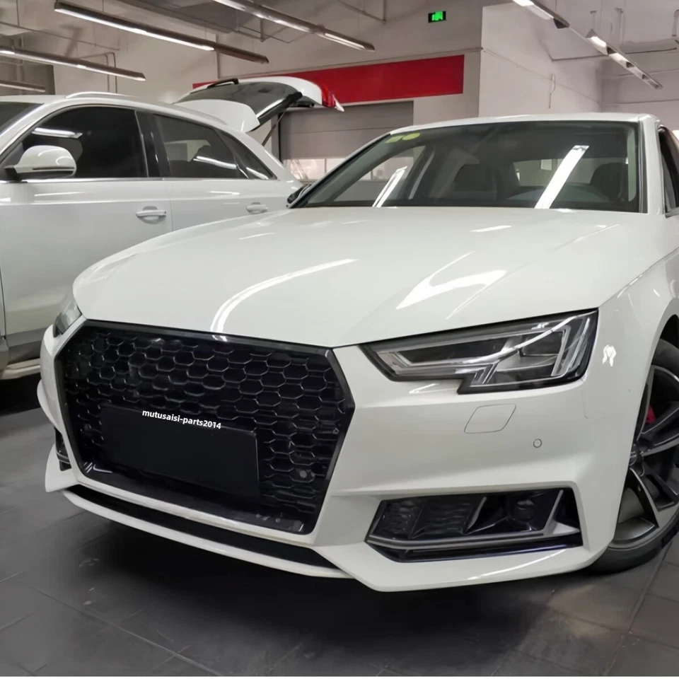 Fits 2017-2019 AUDI A4 S4 B9 Front Grill Grille Honeycomb Glossy Black RS4 Style Foto 4 de 4