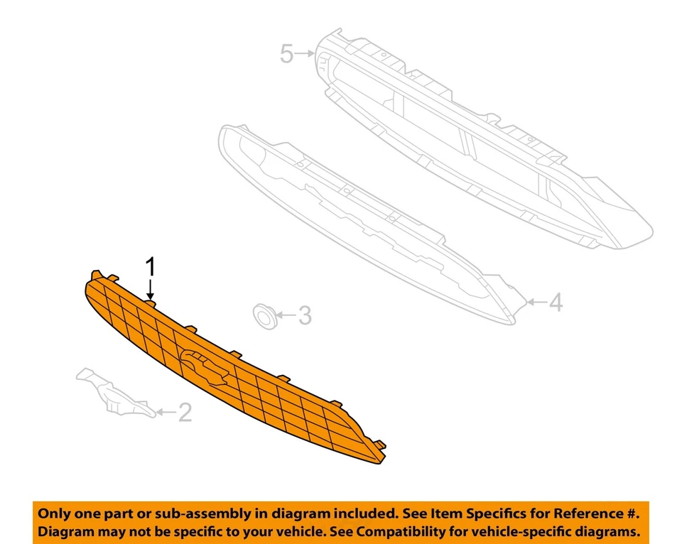 Used Upper Grille fits: 2014 Ford Mustang upper 6 cylinder Base Upper Grade A - Image 3 of 4