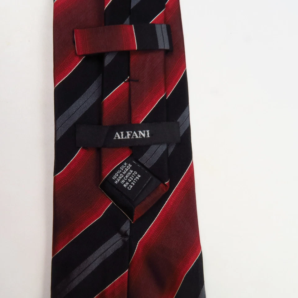 Alfani Red Black Wide Stripe Mens Neck Tie 60x3.75 Modern Power Bold Elegant - Image 3 of 4
