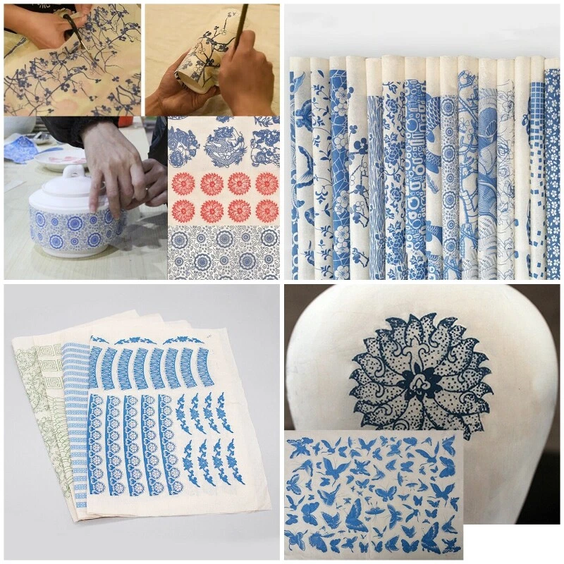 DIY Transfer Paper Pottery Ceramic Clay Decals Art Underglaze Flower Craft Decor - Image 2 of 4