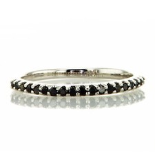 Real Black Diamond Band Eternity Ring Wedding 14k White Gold Treated 0.20 TCW