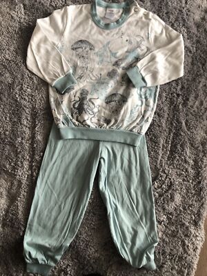 CALIDA Mädchen Schlafanzug Pyjama Weiss  Grün Gr.92/98    Baumwolle