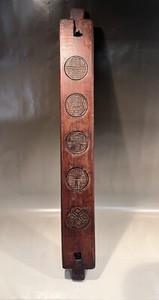 Antique Cherry Hand  Carved 16 1/2” Korean Rice Cake Stamp Mold Cookie Press