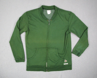 Vintage Felco Jacket Mens Small Green Full Zip Fleece Bomber Retro Made in USA