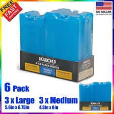 IGLOO Reusable Ice Blocks Freezer Packs 3 Large & 3 Medium 6 Pack