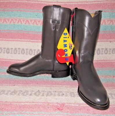 Justin Diamond J Grey Leather Roper Cowboy Boots Men 6 D Lady 7.5 M NEW in Box
