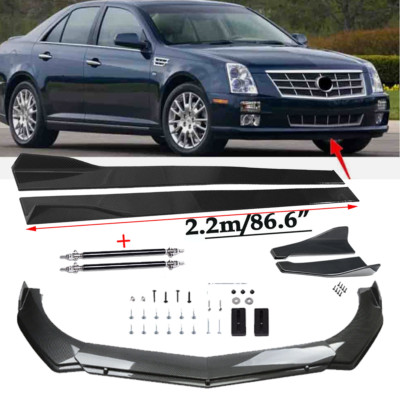 For Cadillac STS 2005-11 Carbon Fiber Front Bumper Lip Splitters Side Skirt Bod