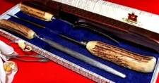 COLLECTIBLES 3 BBQ SET / STAG HANDLE/ ATKINSON BROS /SHEFFIELD / ENGLAND