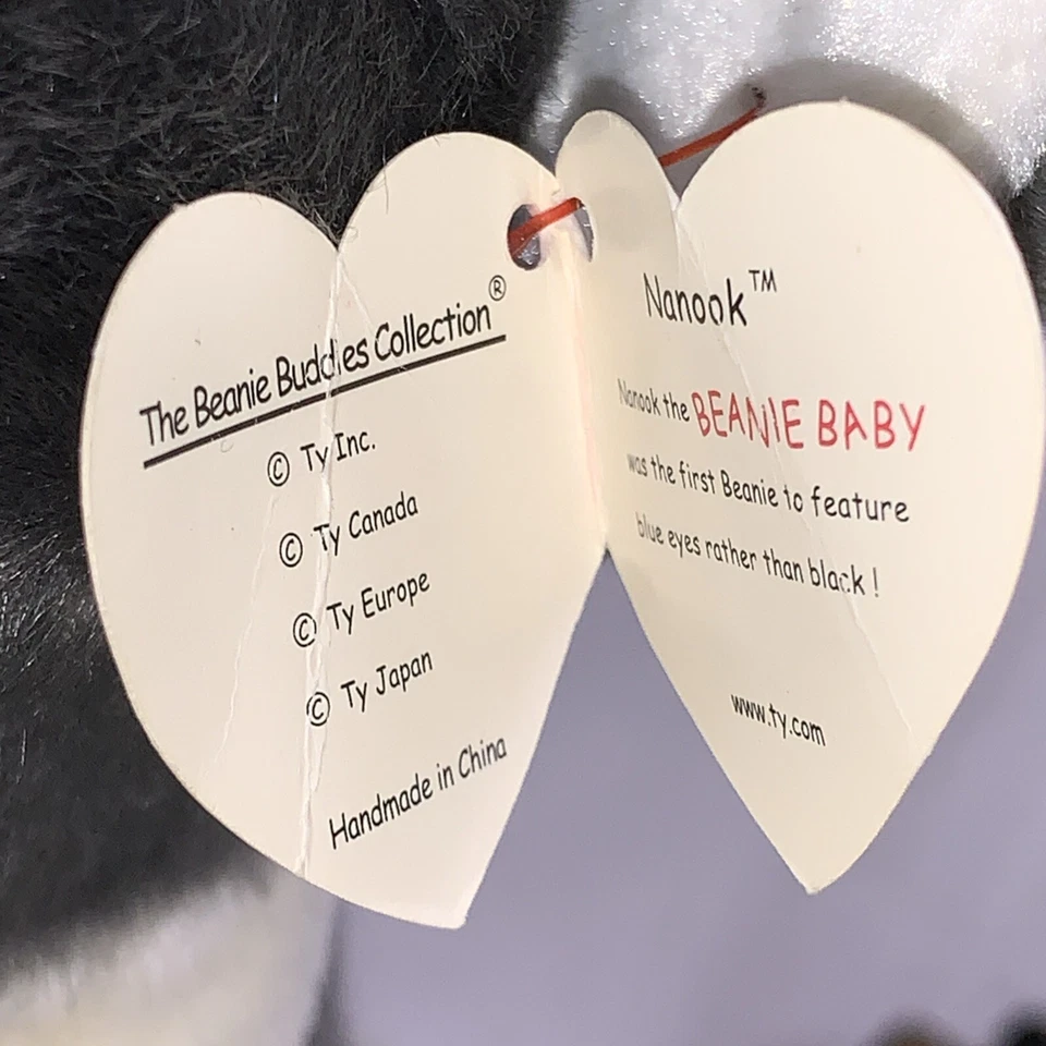 Raro TY Beanie Babies Coleção "NANOOK" 1999 12” Cinza Husky UPC 008421093502 - Imagem 4 de 4