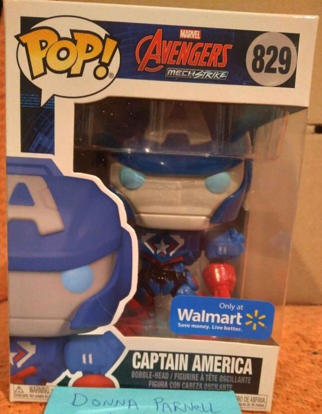 New! Funko Pop! #829 Marvel Avengers Mech Strike Captain America Bobble Head!