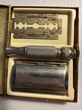 Set da barba vintage Gillette anni 50 raro toelettatura e bagno con lame OG