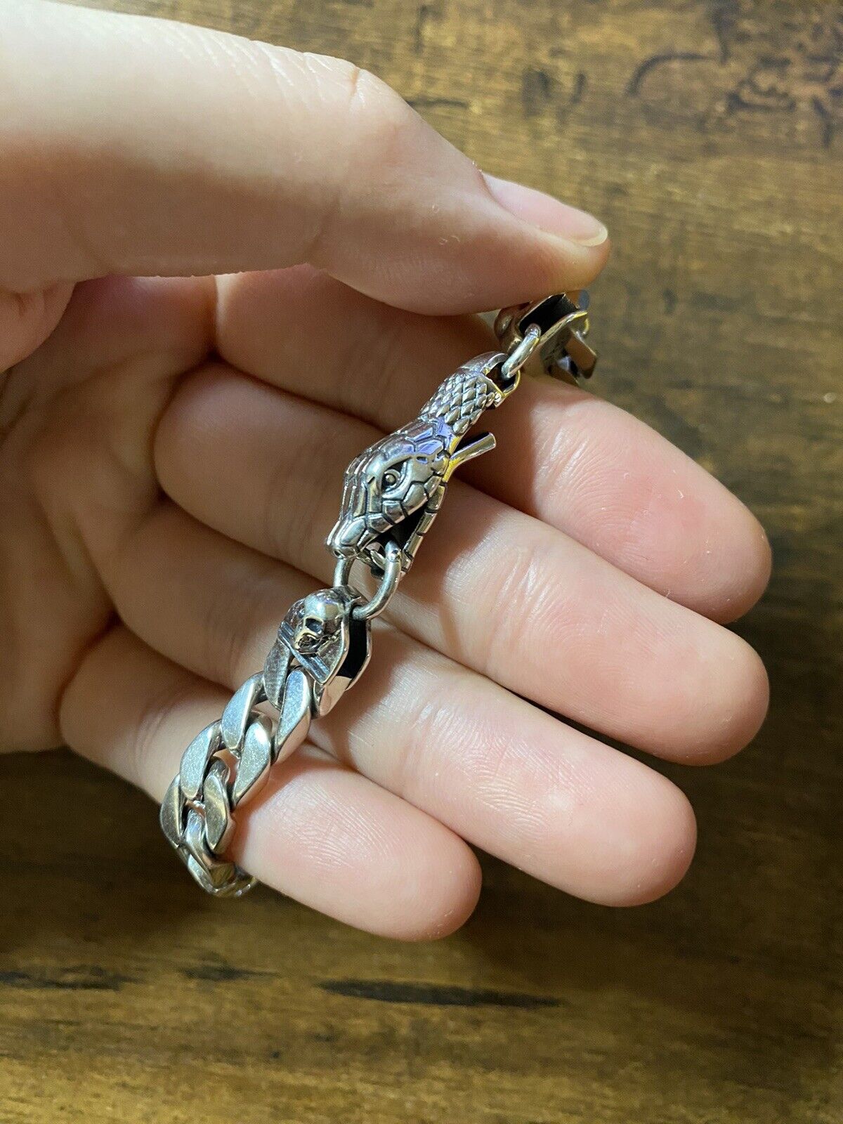 Sterling Silver Snake Head Bracelet - image 6