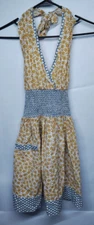 Retro/Vintage Cotton Apron Halter Yellow Floral V-neck Kay Dee Design