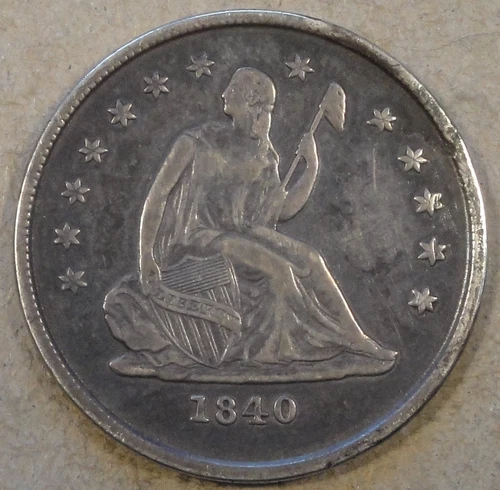 1840-O No Drapery Liberty Seated Quarter 25c XF