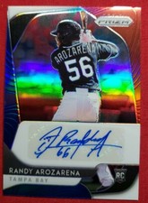 2020 Panini Prizm RC Autograph Red Blue Randy Arozarena Auto #'d 10/50