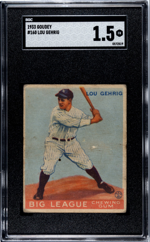 1933 Goudey Lou Gehrig # 160 SGC 1.5
