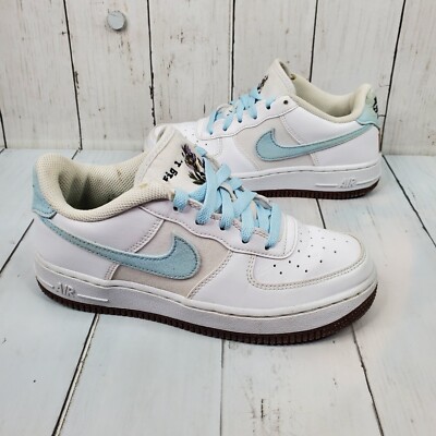 Nike Air Force LV8 DA3093-100 Skateboard Shoes Big Kids US 4Y White  Indigo GUC