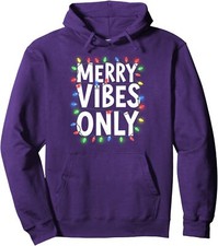 Merry Vibes Only Fun Holiday Lights Christmas Unisex Hooded Sweatshirt
