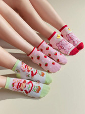 Women's Strawberry Shortcake Licensed Cute Ankle Socks - Pack of 3