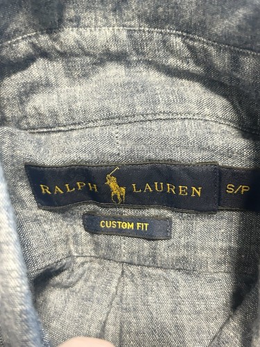 ๐ต Ralph Lauren Custom Fit Button Down Blue Shirt Men's S 1527 - Picture 12 of 12