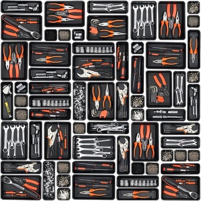 45PCS Tool Box Drawer Organizer Tray Dividers Set for Garage Cabinet Storage