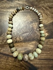 Gorgeous Nephrite Jade Graduated Knotted Bead Necklace with Sterling Clasp, 20  
