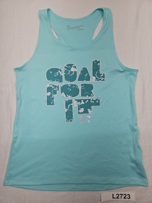 Under Armour Girl's Youth Large  Tank Top Turquoise Graphic Print GOAL FOR IT