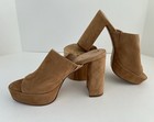 Inez Ceci Platform Mules In Tan Suede Open Toe Made In Spain Size 8 — photo 3